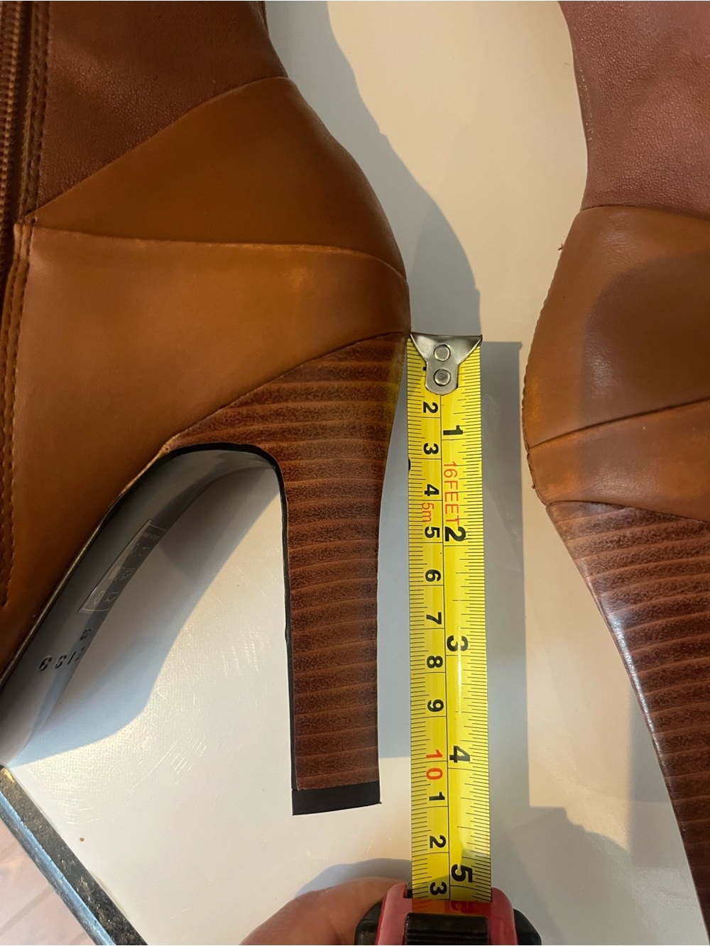 Reiss Cressida Caramel Brown Leather Knee High Heeled Boots Size 38/ 8 - Picture 11 of 14